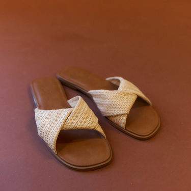 Sage Casual Slides - Natural Raffia