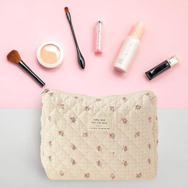 Ailany | Elegant Quilted Floral Makeup Bag