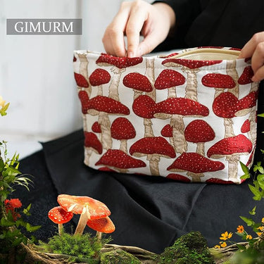 Ellie | Cute Mushroom Print Cosmetic Bag