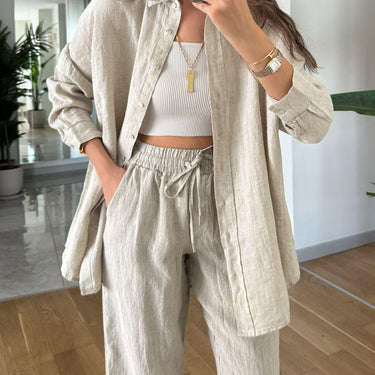 AMY | Comfy Button-up Blouse and Pants Set