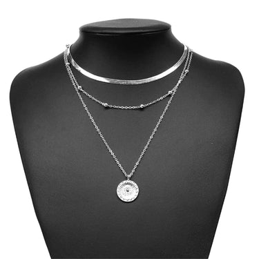 RadianceGlow | Elegant Silver Triple Layer Necklace