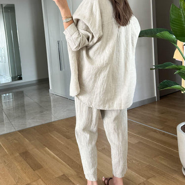 AMY | Comfy Button-up Blouse and Pants Set