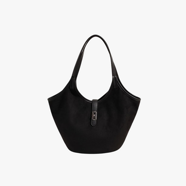 Turn Lock Suede Tote