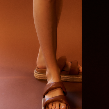 Rue Flatform Slides - Cognac Brown