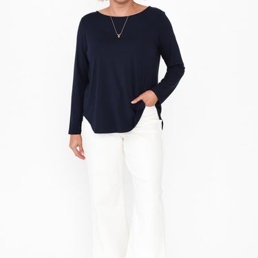 Adele Navy Long Sleeve Bamboo Tee