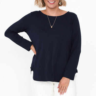 Adele Navy Long Sleeve Bamboo Tee