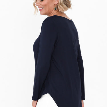 Adele Navy Long Sleeve Bamboo Tee