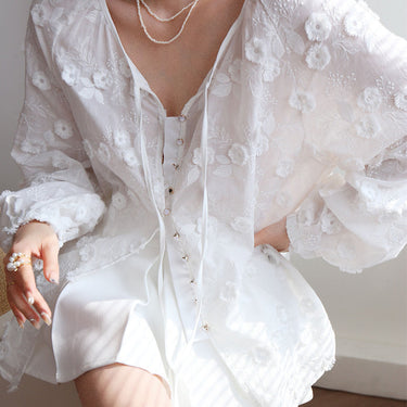 Oversized Embroidered Floral Blouse