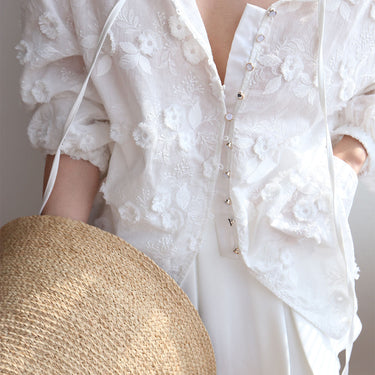 Oversized Embroidered Floral Blouse