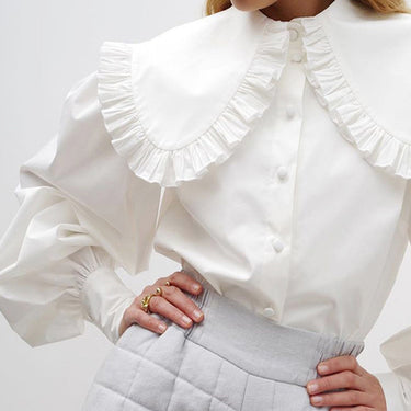 Ruffled Collar Long Sleeve Shirt