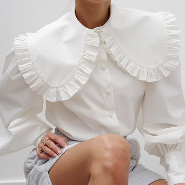 Ruffled Collar Long Sleeve Shirt