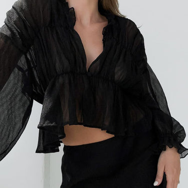 Chiffon Ruffle Detail Blouse