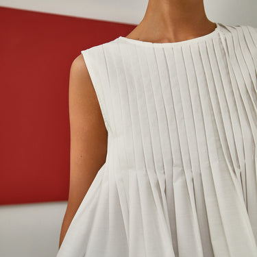 Pleated Peplum Sleeveless Blouse