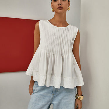 Pleated Peplum Sleeveless Blouse