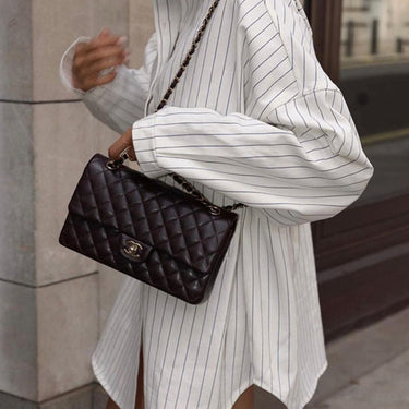 Oversized Striped Large Pockets Shirt