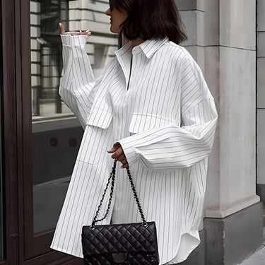 Oversized Striped Large Pockets Shirt