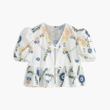 Tie Front Floral Blouse