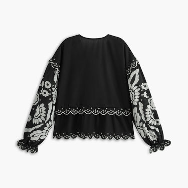 Ruffle Print Knotted Blouse