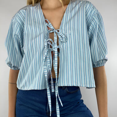 Stripe Tie Neck Blouse