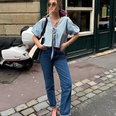 Stripe Tie Neck Blouse