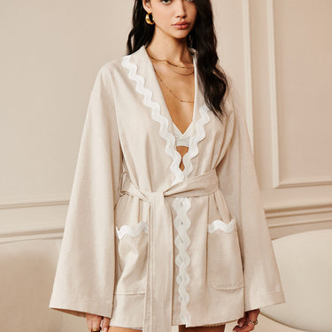 Wave Trim Draped Shoulder Shirt