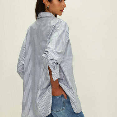 Rhinestone Dot Pinstripe Pocket Shirt