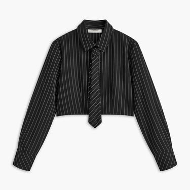 Pinstripe Crop Polo Shirt