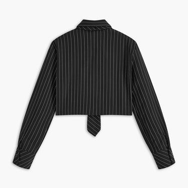 Pinstripe Crop Polo Shirt