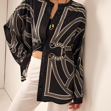 Boheme Printed Breasted Satin Shirt