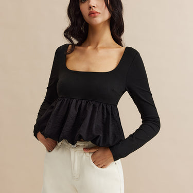 Square Neck Bud Waist Blouse