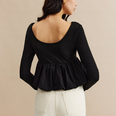 Square Neck Bud Waist Blouse