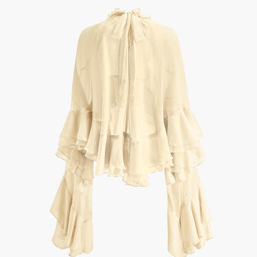 Turtleneck Ruffle Chiffon Blouse