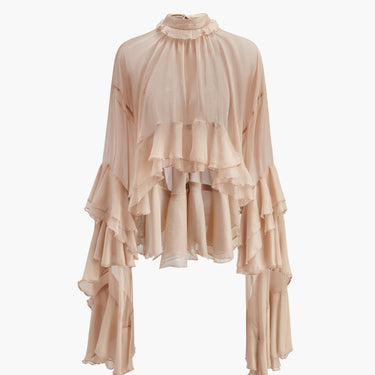 Turtleneck Ruffle Chiffon Blouse