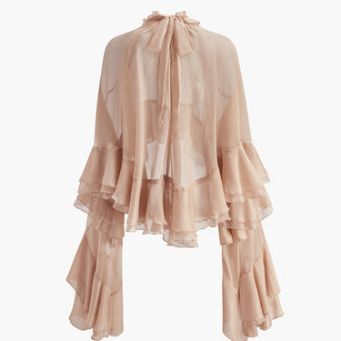 Turtleneck Ruffle Chiffon Blouse