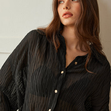 Semi-Sheer Button Polo Shirt