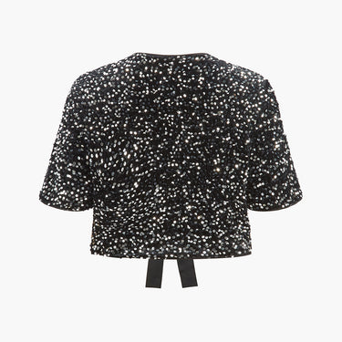 V-Neck Sequins Bow Blouse