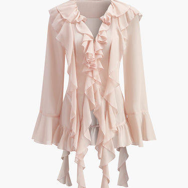 Semi-Sheer Chiffon Ruffled Blouse