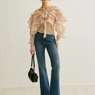 Chiffon Ruffle Backless Top