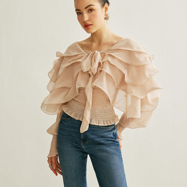 Chiffon Ruffle Backless Top