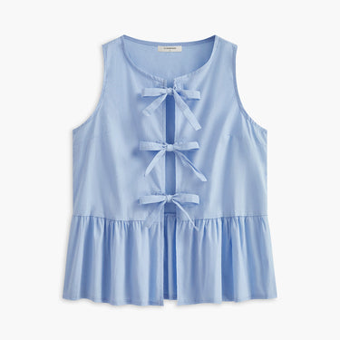 Bow-Front Panel Pleated Blouse