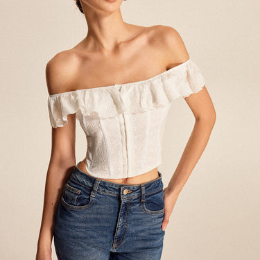 Lace-Up Back Off-Shoulder Top