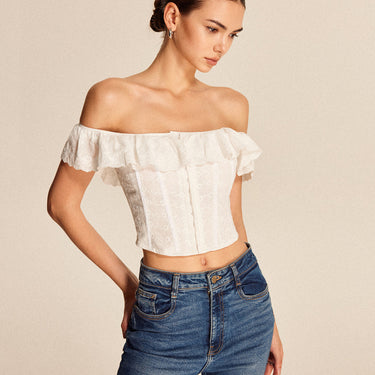 Lace-Up Back Off-Shoulder Top