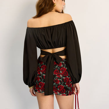 Off-Shoulder Tie Back Blouse