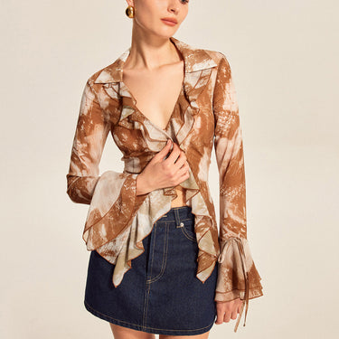 Ruffled Bell Sleeve Blouse