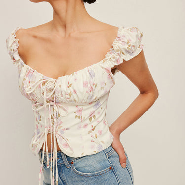 Ruffle Sleeve Tie-Front Bustier Top