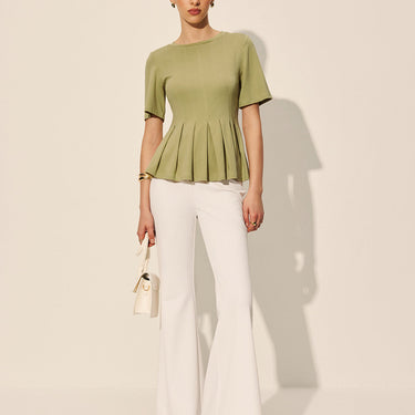 Pleated Peplum Ribbed Top