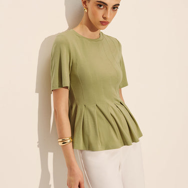 Pleated Peplum Ribbed Top