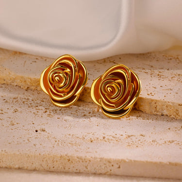 Gold Rose Earrings