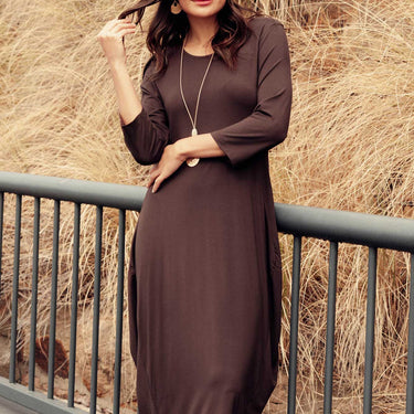 Glenda Chocolate Sleeved Crescent Dress