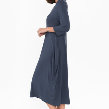 Glenda Blue Sleeved Crescent Dress